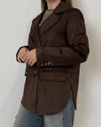 SusyMix - Giacca doppiopetto suede moro