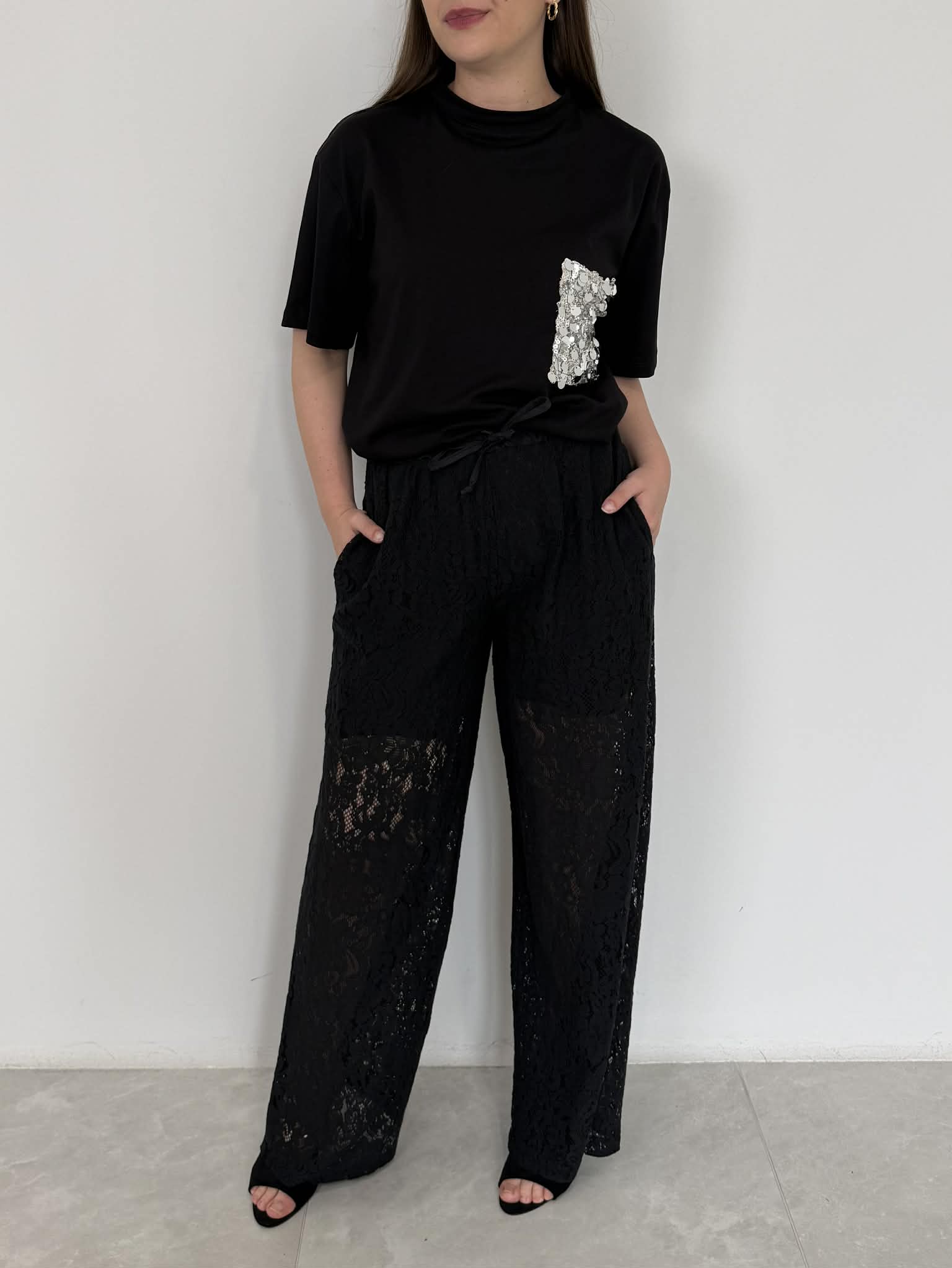 SusyMix - Pantalone in pizzo nero