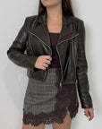 SusyMix - Giubbino ecopelle con zip moro