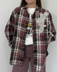 Haveone - Camicia in flanella con dettaglio bordeaux