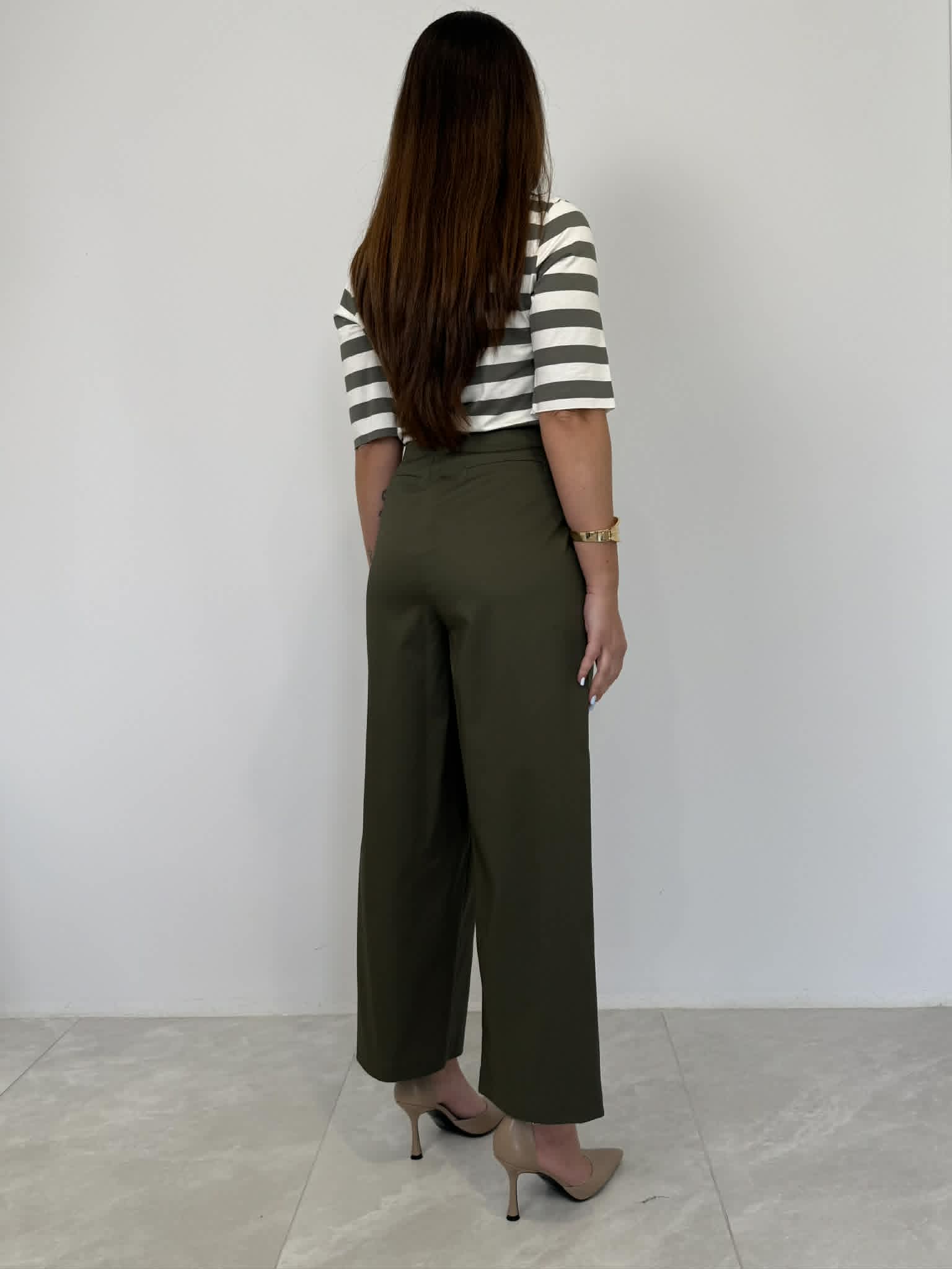 Tensione In - Pantalone in cotone con pence verde
