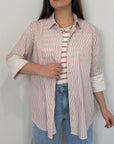 Haveone - Camicia gessata rosa e panna