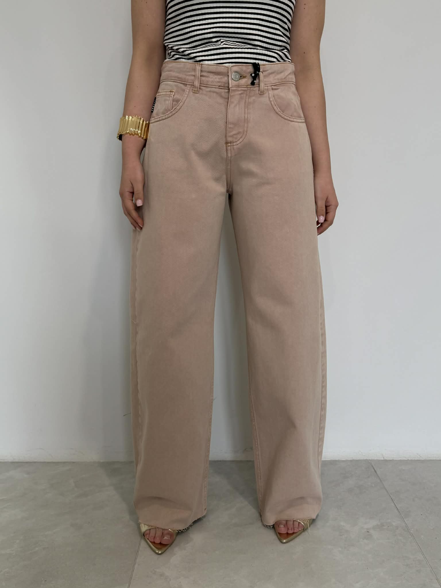 Haveone - Pantalone in cotone taglio vivo rosa