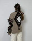 Tensione In - Cardigan rombi e frange fango