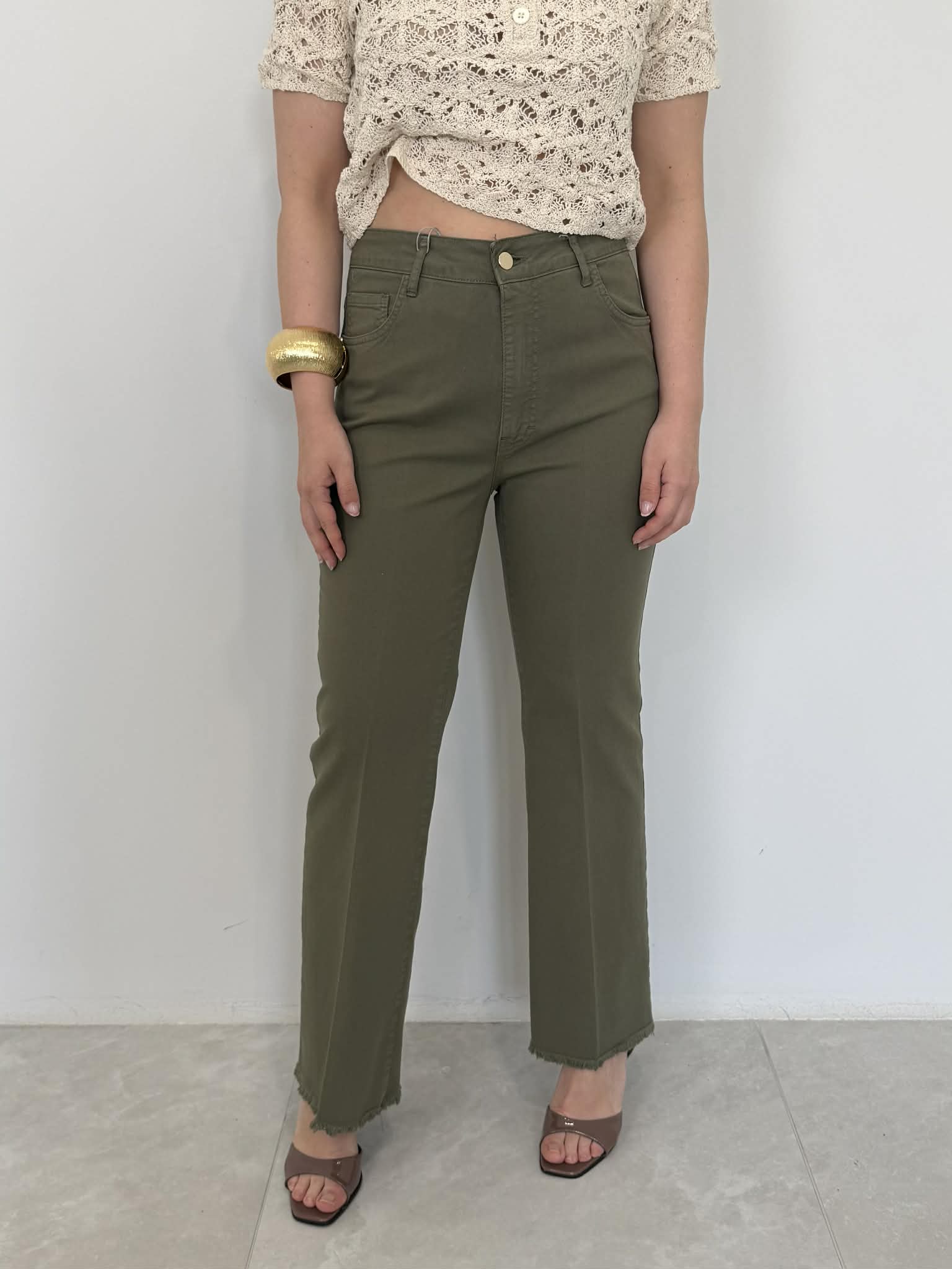 Motel - Pantalone in cotone zampetta verde