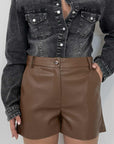 Haveone - Short in similpelle cuoio