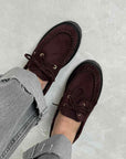 Mocassino in suede bordeaux