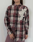 Haveone - Camicia in flanella con dettaglio bordeaux
