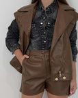 Haveone - Short in similpelle cuoio