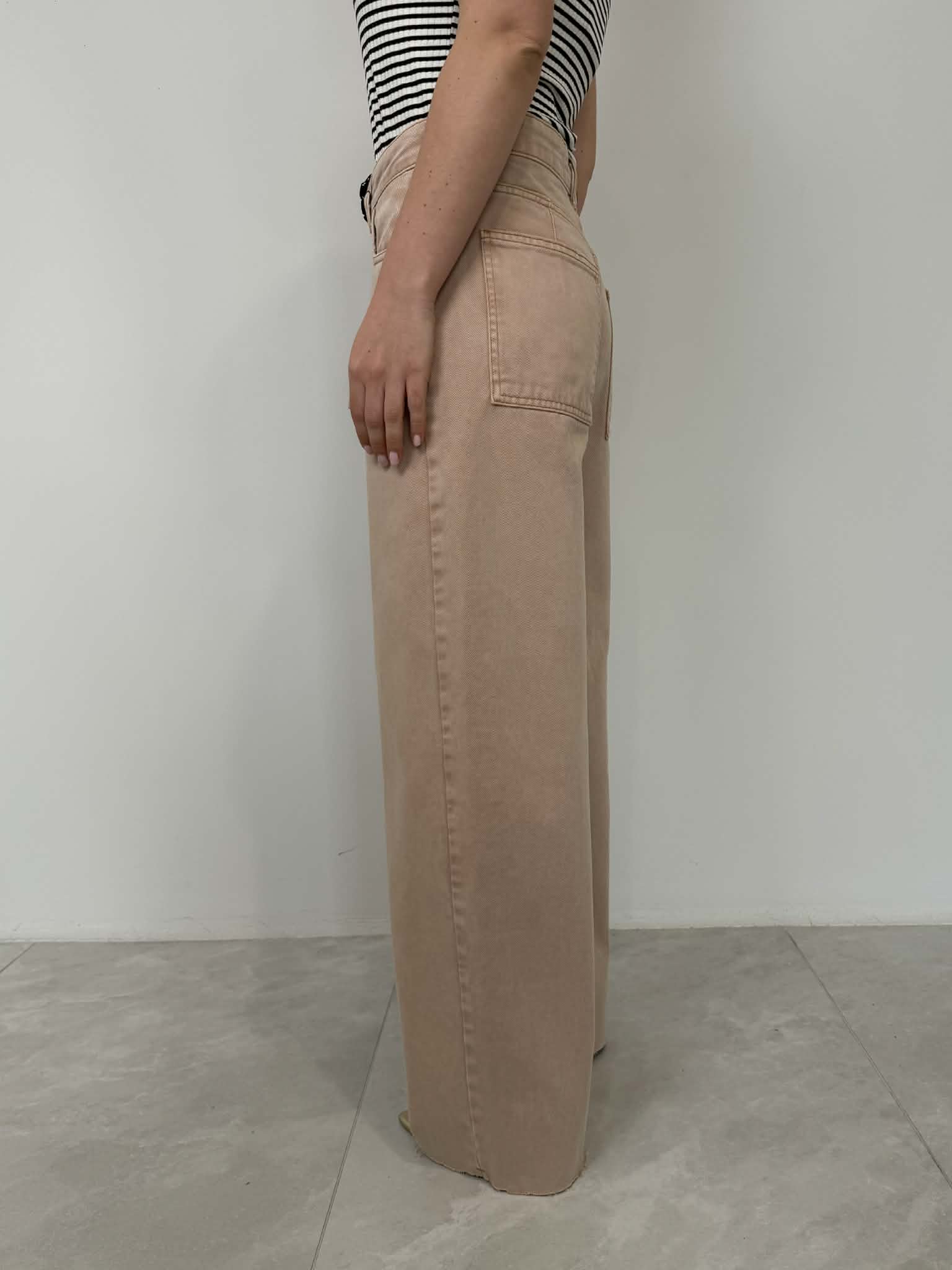 Haveone - Pantalone in cotone taglio vivo rosa