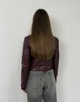 SusyMix - Giubbino ecopelle con zip bordeaux