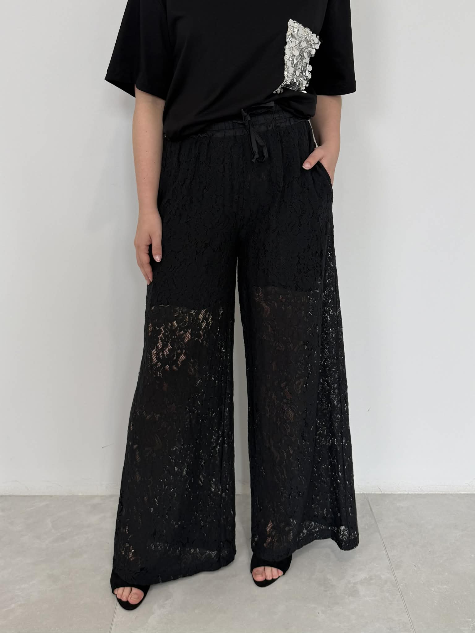 SusyMix - Pantalone in pizzo nero