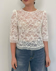 Haveone - Blusa a sbuffo in pizzo bianca