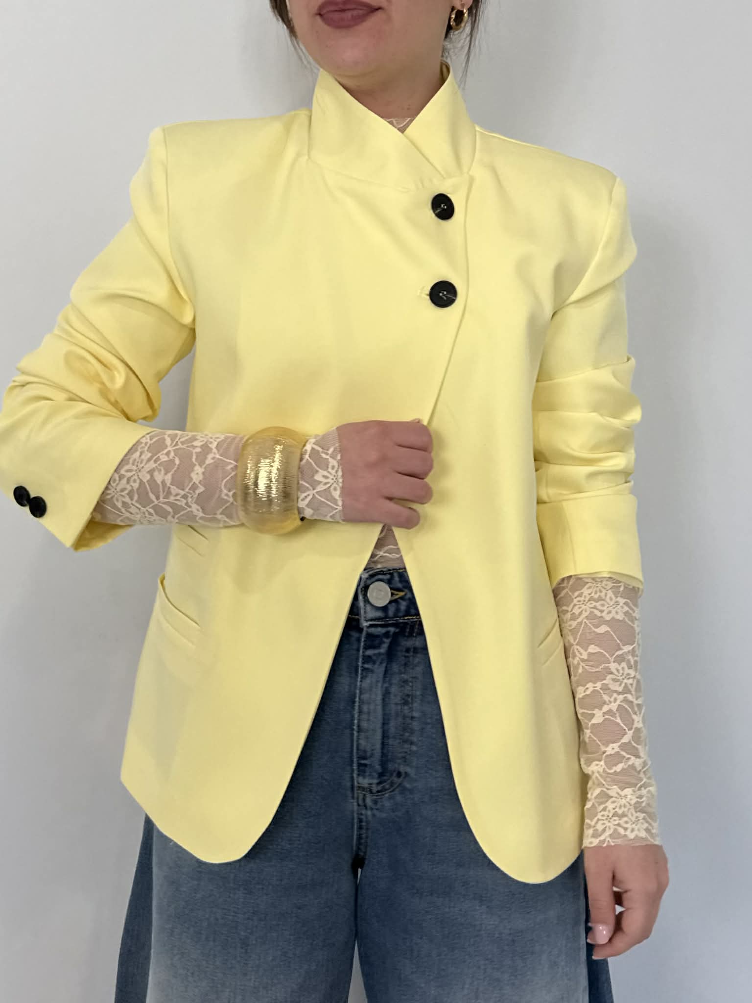 Haveone - Giacca con bottone superiore gialla