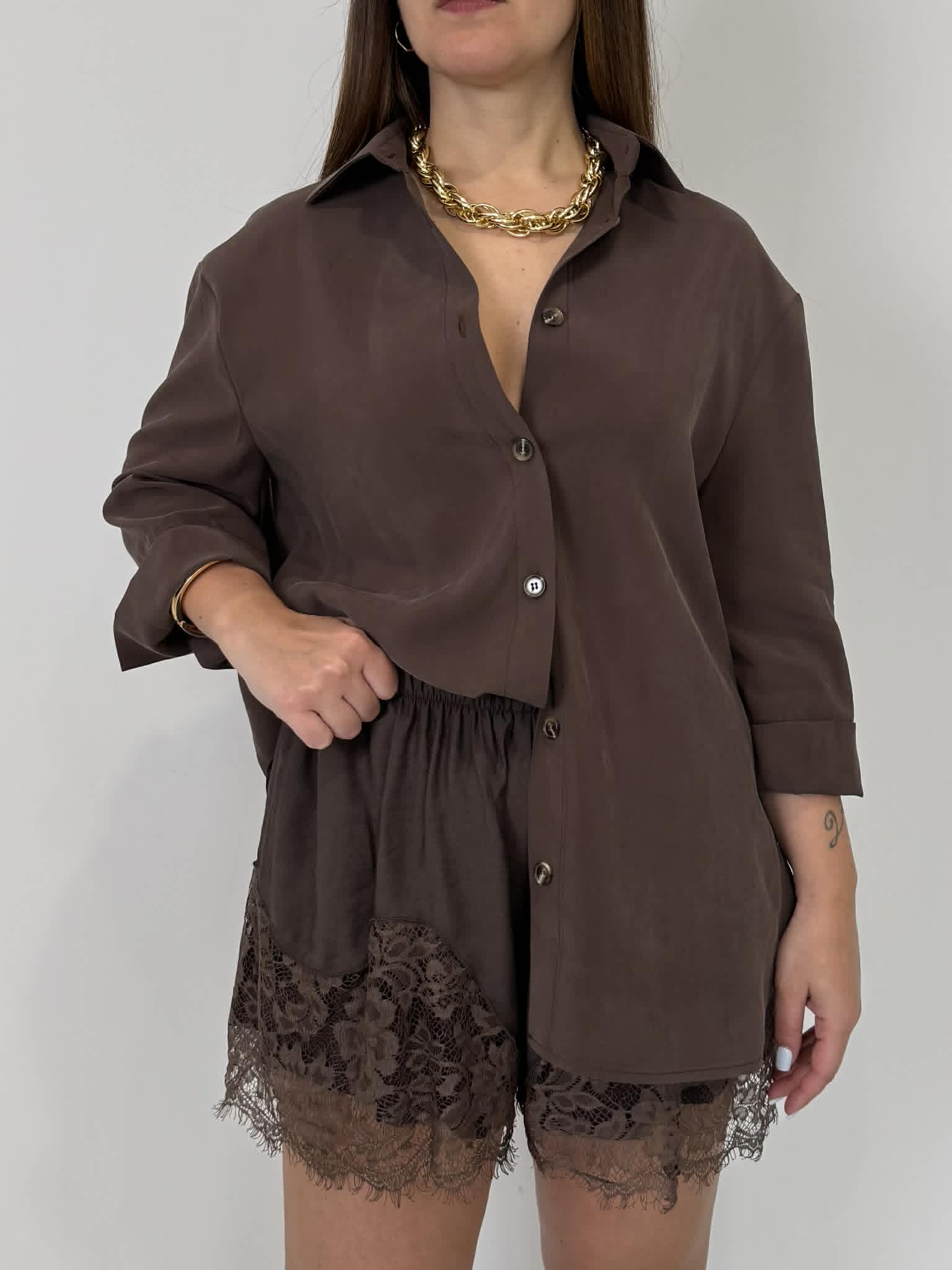 Haveone - Short lingerie con pizzo moro