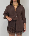 Haveone - Short lingerie con pizzo moro