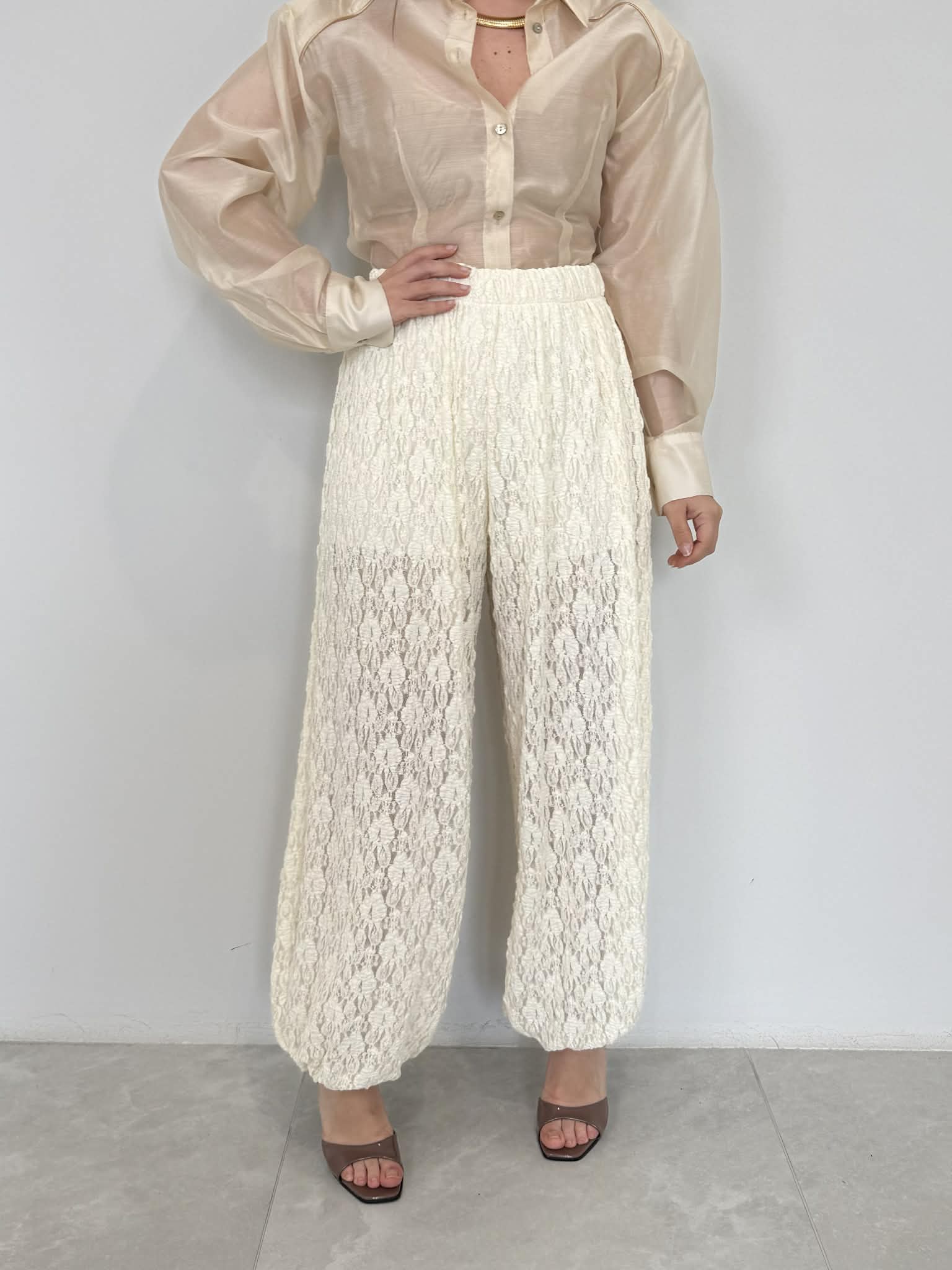 Haveone - Pantalone in pizzo con polsino