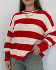 Haveone - Maglioncino rigato panna/rosso