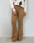 Motel - Pantalone in cotone flare tabacco