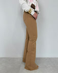 Motel - Pantalone in cotone flare tabacco