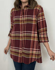 Haveone - Camicia flanella check bordeaux