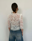 Haveone - Blusa a sbuffo in pizzo bianca