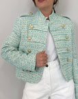 Motel - Giacca napoleon tweed acqua