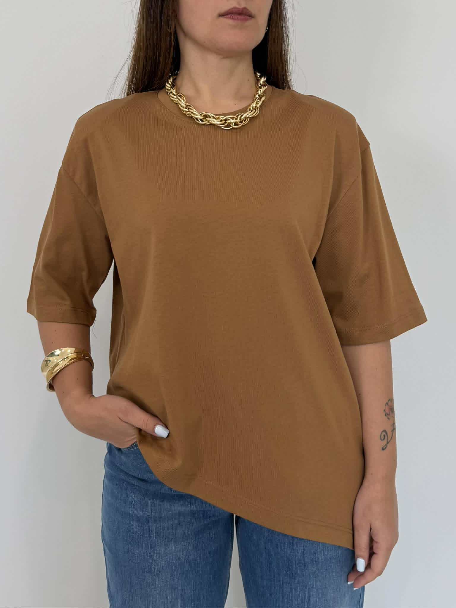 Dixie - Maglia asimmetrica tabacco