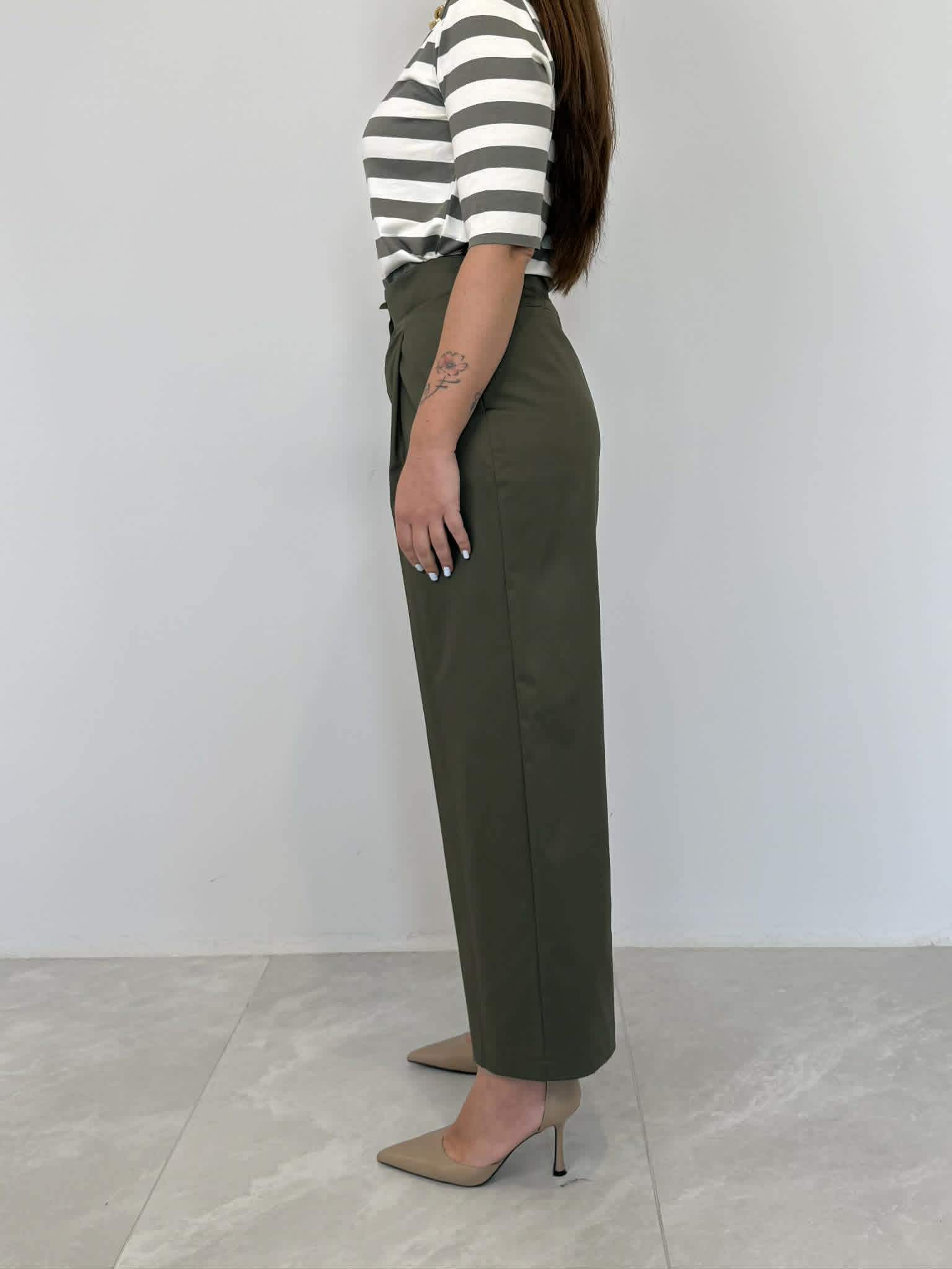 Tensione In - Pantalone in cotone con pence verde