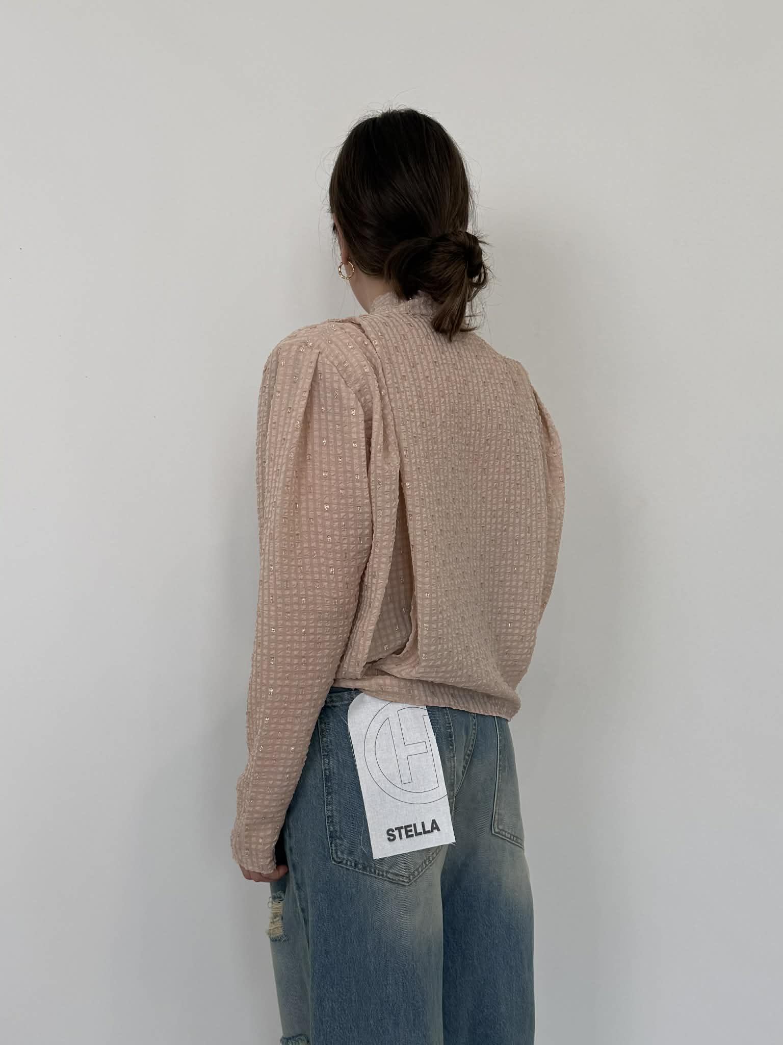 Haveone - Blusa rosa con dettagli lurex