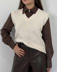 Tensione In - Gilet scollo a V panna