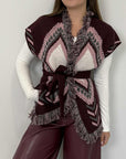 Tensione In - Gilet rombi e frange bordeaux