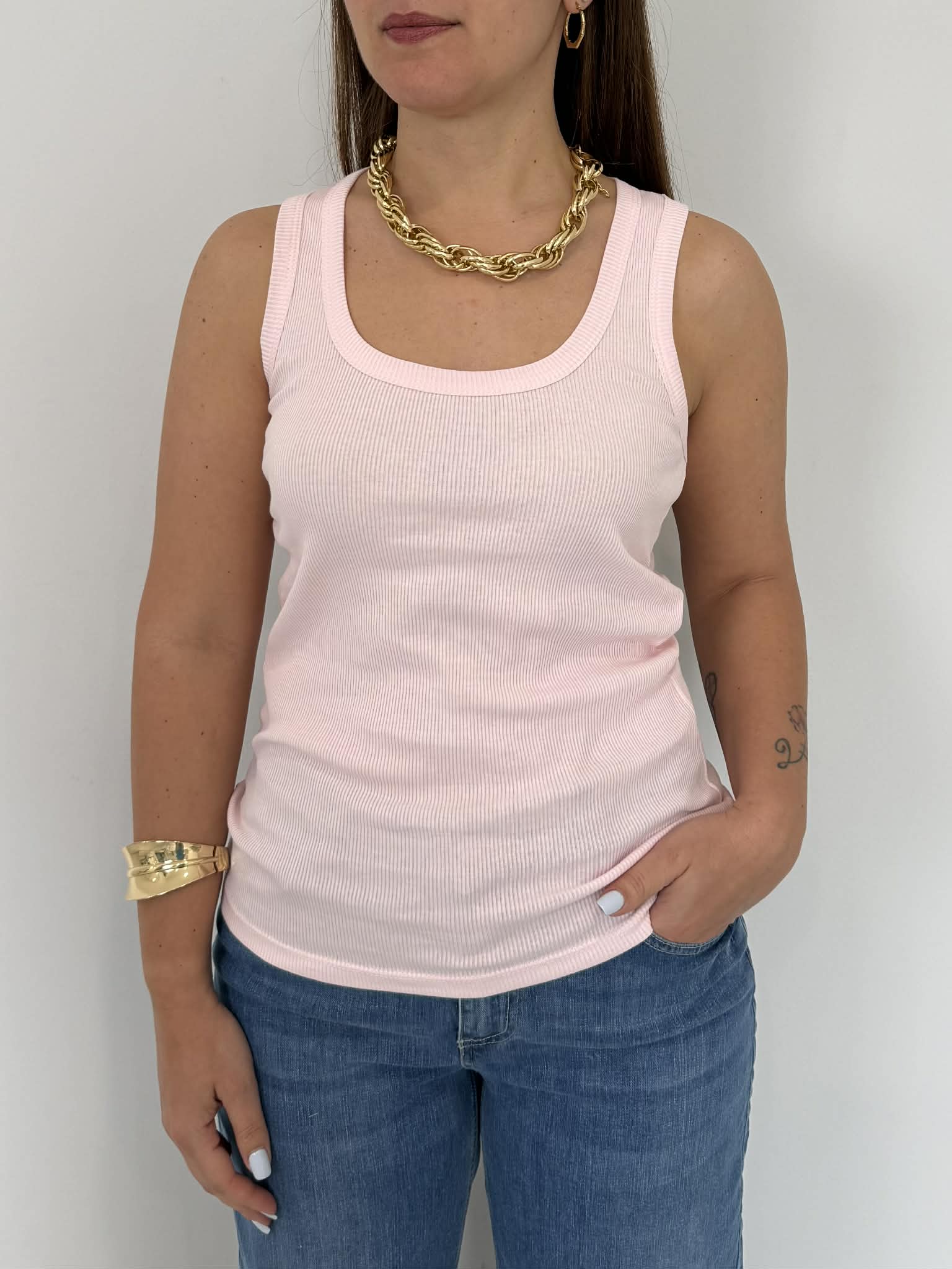 SusyMix - Canotta a costine rosa