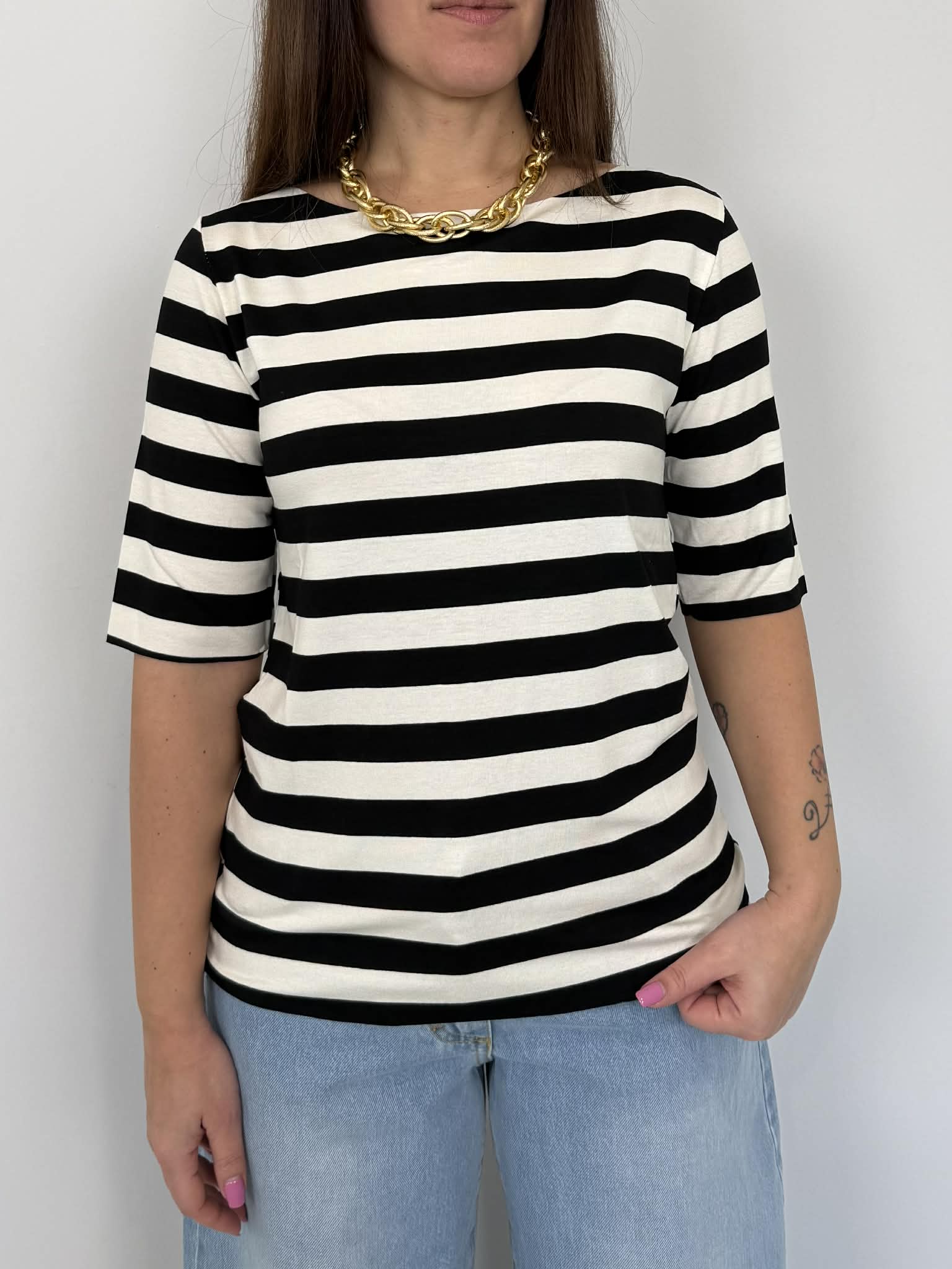 SusyMix - Maglia al gomito righe nera