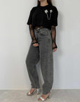 SusyMix - Jeans grigio con microstrass
