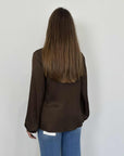 Haveone - Blusa viscosa scollo sciallato moro