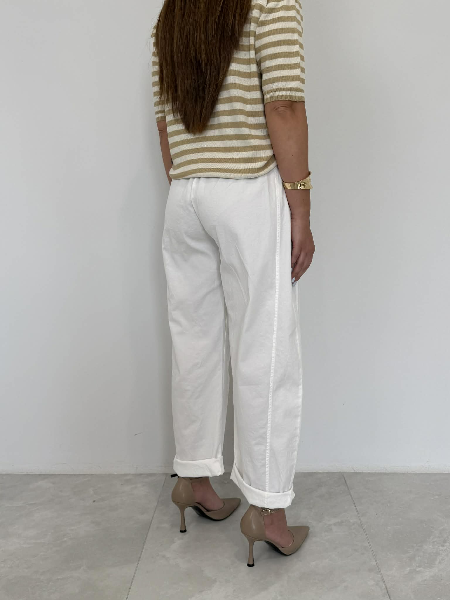 SusyMix - Pantalone con stellina in cotone bianco