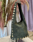 Civico23 - Secchiello vera pelle con borchie verde