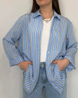 Haveone - Camicia gessata azzurra e giallina