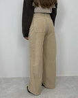 Haveone - Jeans bella in velluto beige