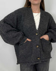 Haveone - Cardigan bottoni antracite