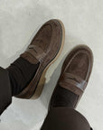 Mocassino in suede moro