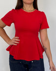 SusyMix - Maglia peplum rossa