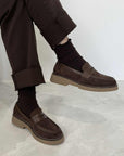 Mocassino in suede moro