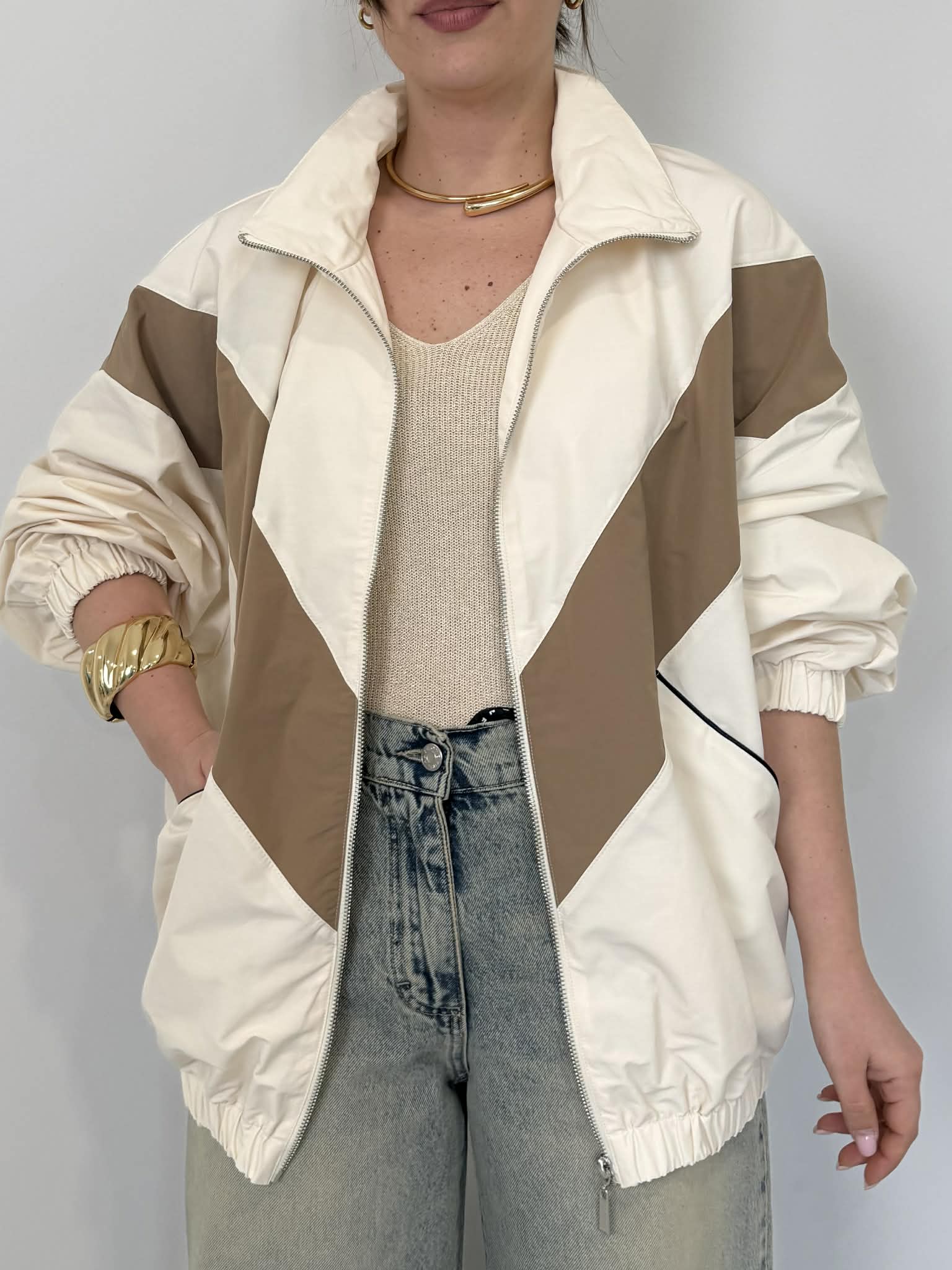 Haveone - Giubbino iinspired panna/camel