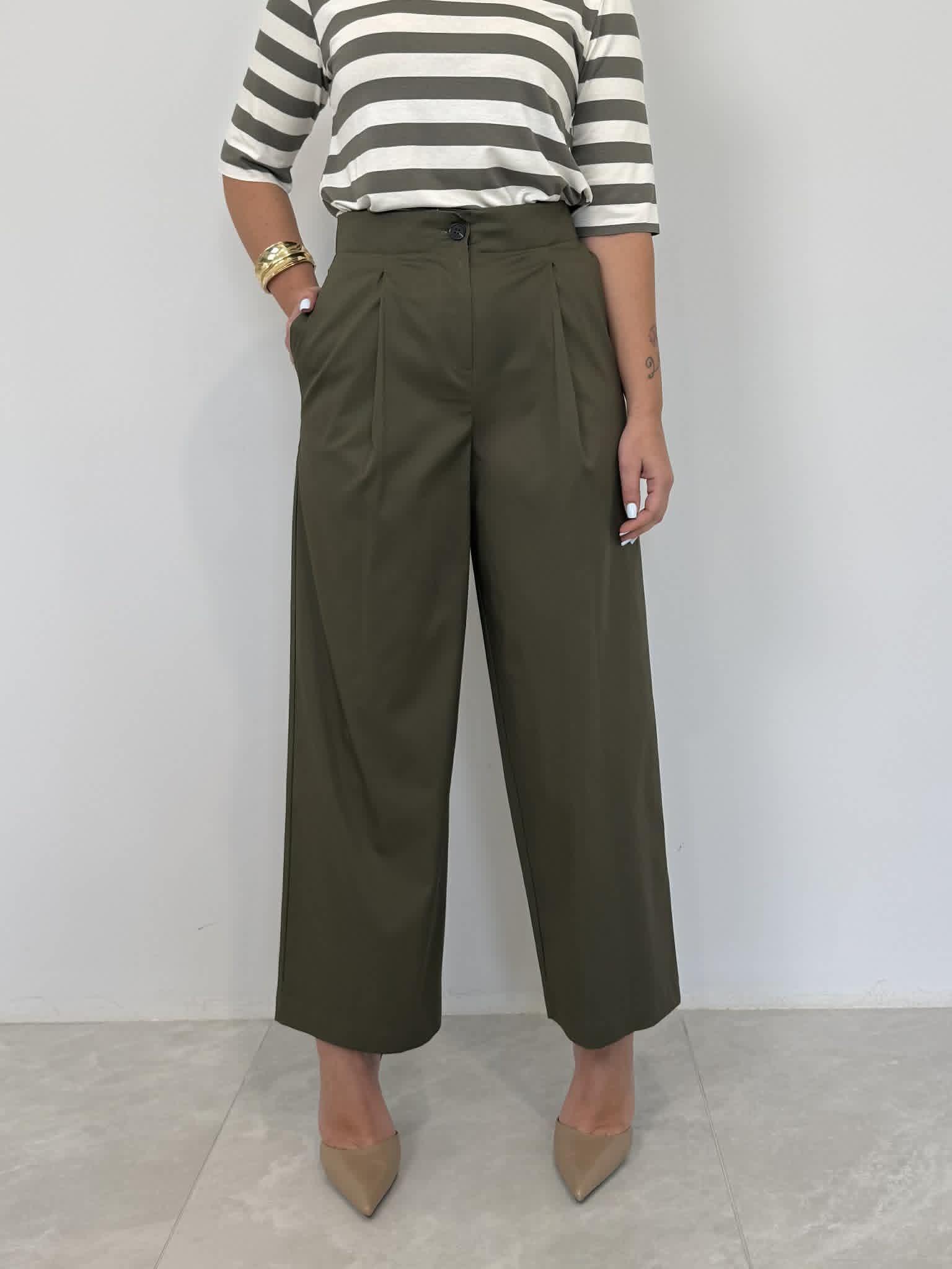 Tensione In - Pantalone in cotone con pence verde