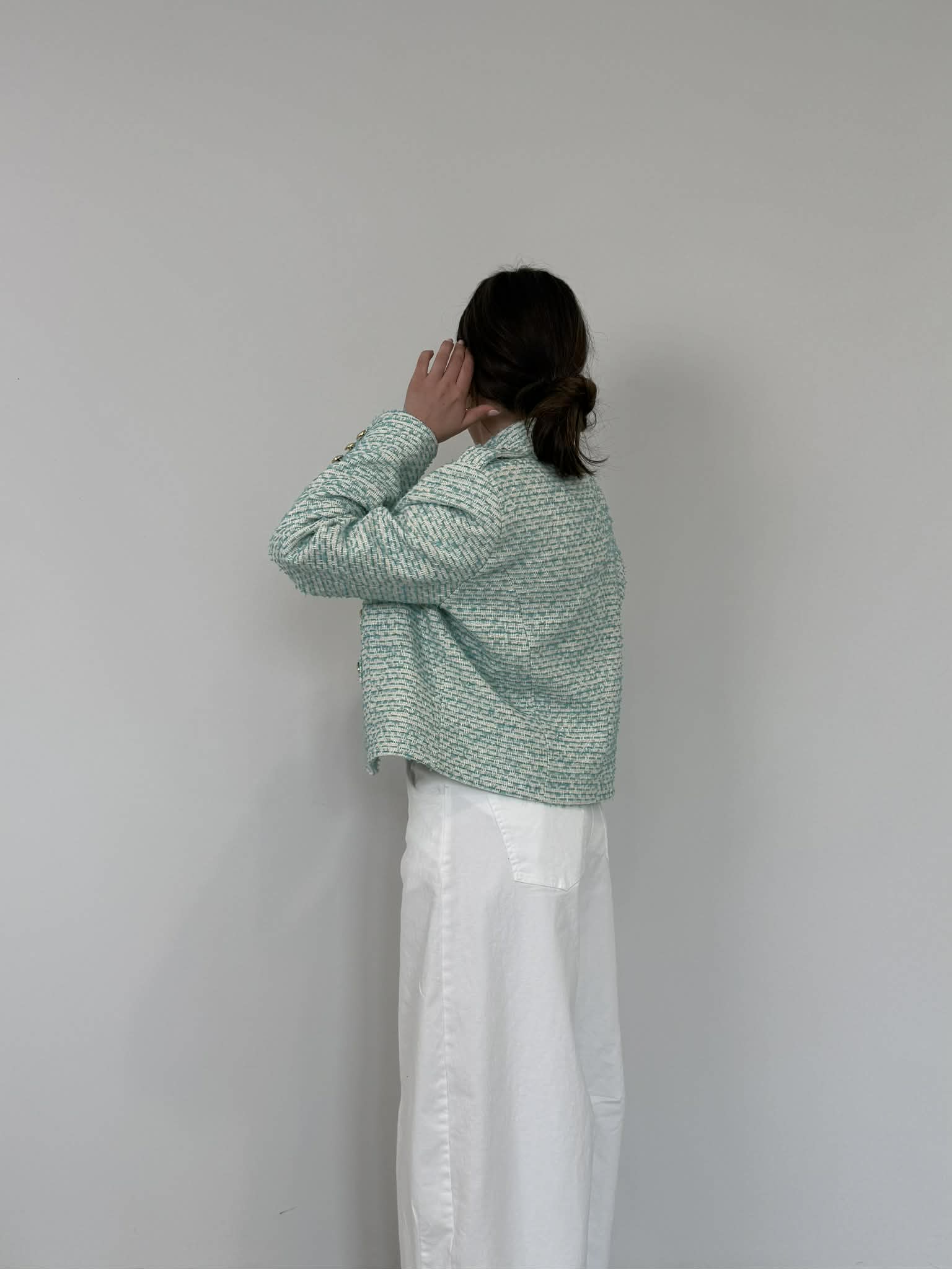 Motel - Giacca napoleon tweed acqua