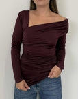 Two Way - Maglia scollo asimmetrico borgogna